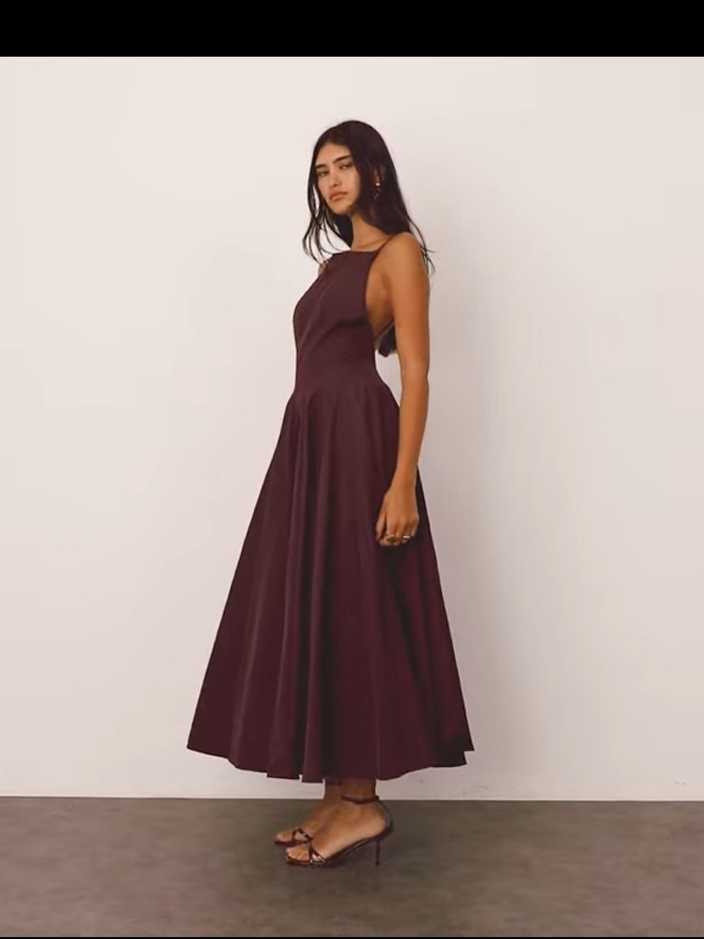 ASOS Burgundy Sleeveless A-Line Midi Dress - Picture 5 of 6